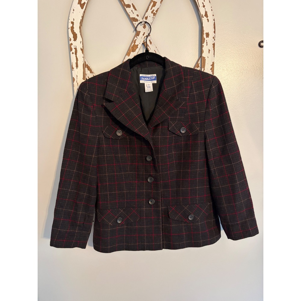 Vintage‎ Pendleton Plaid Wool Blazer Size 8
